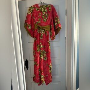 Jade Red and Green Floral Maxi Dress